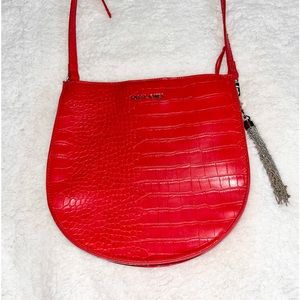 Sassy Jones Red crocodile embossed leather hand bag. Like brand new! $35